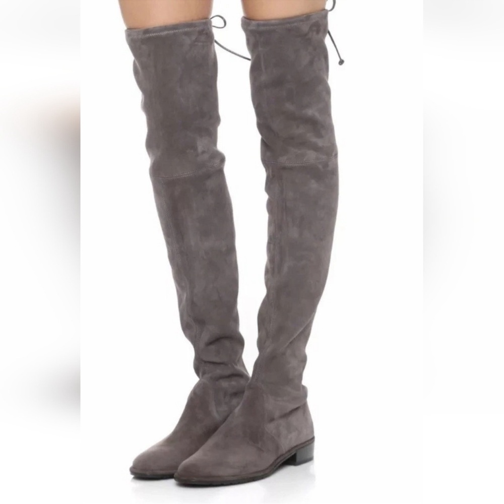 Stuart Weitzman Lowland Over-The-Knee OTK Suede‎ Boots in Slate Grey Sz 6